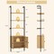 72.5 Inch 6-Tier Wall Mounted Ladder 3-Position Adjustable Shelf with Rattan Cabinet